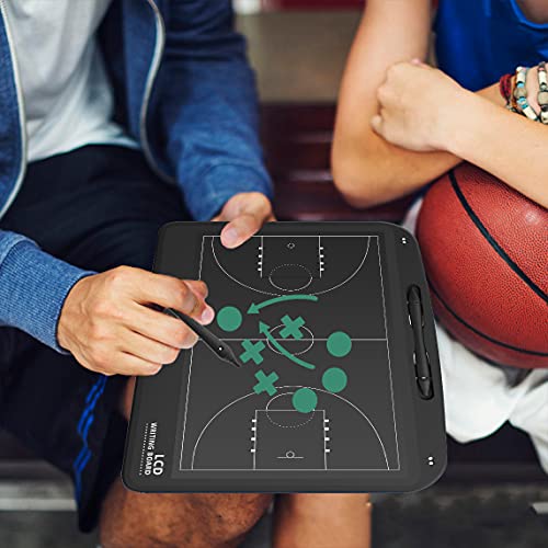 13.5'' Electronic Football Tactical Board, Basketball Coaching LCD Soccer Strategy Board With Stylus Pen, Marker Training Writing Tablet Coach Gifts - color: Basketball Black