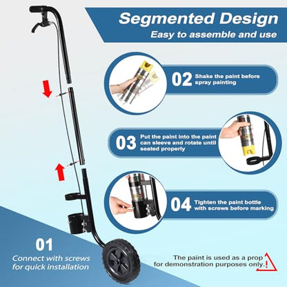 CAROD Marking Wand for Inverted Marking Spray Paint, Industrial Wheeled Marking Stick for Line Paint Stripe Ground, Side Push Marking Paint Wand for Sport Field Utility Marking Applicator