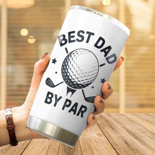 CUBICER Best Dad By Golf Design 20 Oz Tumbler Stainless Steel Gift For Loving Dads Fathers Day Birthday Outdoor Use Coffee Hot Cool Tea Bottle Iced Travel Heat Mug - color: Golf Dad C5