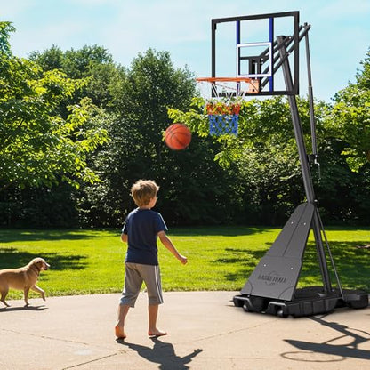 Asbest Basketball Hoop Outdoor Portable 44 Inch Backboard, 5.3-10FT Adjustable Goal System with Wheels for Kids, Teens & Adults, Backyard & Driveway