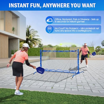 2PCS Pickleball Practice Rebounder Net Complete Set with Pro Pickleball Paddles and Balls