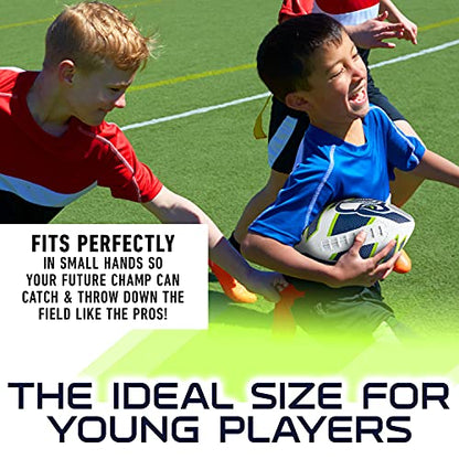 Franklin Sports NFL Team Footballs - Rubber Youth Mini Balls for All Teams - Kids 8.5" Football + Air Pump Sets - Official NFL Licensed - style: Seattle Seahawks