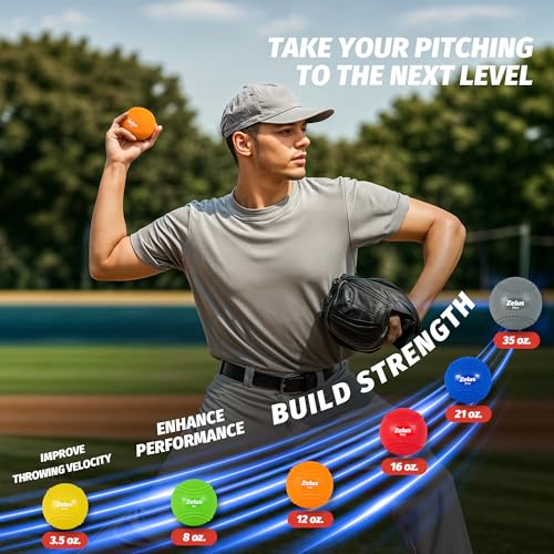 ZELUS Weighted Baseball Set with Seams for Hitting Pitching, Plyometric Baseballs with Carry Bag, Variable Weighted Balls for All Skill Levels - color: Advanced Training(6 Pack)