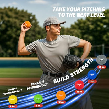 ZELUS Weighted Baseball Set with Seams for Hitting Pitching, Plyometric Baseballs with Carry Bag, Variable Weighted Balls for All Skill Levels - color: Advanced Training(6 Pack)