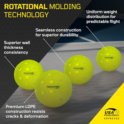 Rotationally Molded Pickleball Balls for Competitive Players – Premium LDPE 40-Hole Soft Feel Design – USAPA Approved, Tournament-Grade, Precise Control & Superior Durability - color: 12 Pack