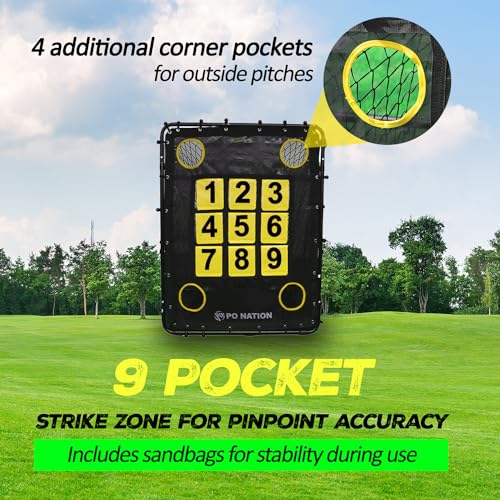 Baseball Pitching Net with Strike Zone Target for Training | Pitchers Practice Net for Baseball & Softball Throwing Net Rebounder - style: Yellow