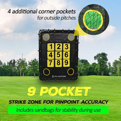 Baseball Pitching Net with Strike Zone Target for Training | Pitchers Practice Net for Baseball & Softball Throwing Net Rebounder - style: Yellow