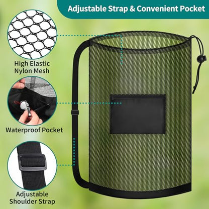 Extra Large Soccer Ball Bag, 40" x 30" Drawstring Mesh Ball Bag with Pocket, Heavy Duty Sport Net Sack for Coaches, Storage Bag for Basketball, Volleyball, Gym Equipment, Swimming Gear