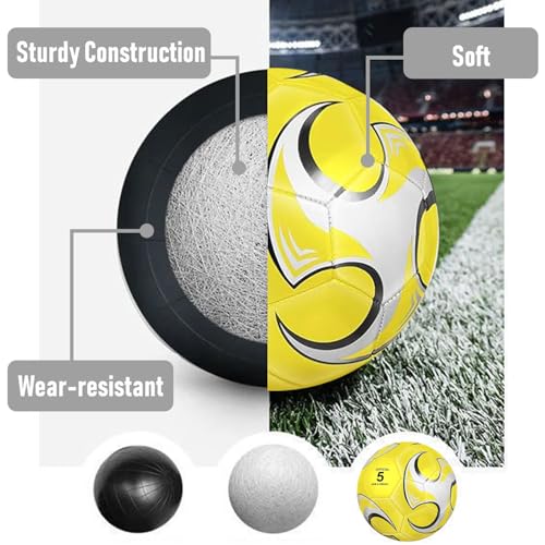 6 Pack Size 5/4/3 Soccer Balls for Training & Matches – Official Size & Weight, Includes Carry Net, Needles, Air Pump – Ideal for Youth and Adult Players - size: Size 3