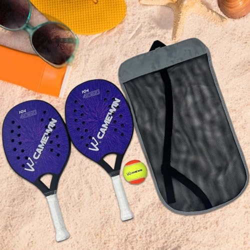 kowaku 2Pcs Beach Tennis Rackets, Beach Tennis Racquet, Portable Lightweight Beach Tennis Paddles with Bag for Playground Courtyard - color: Blue