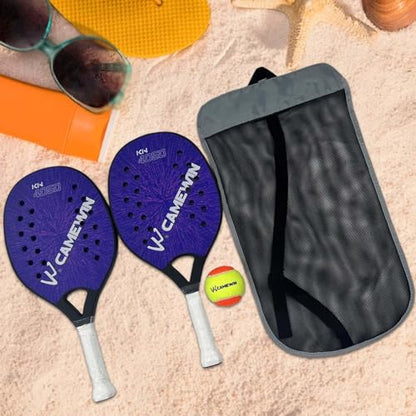 kowaku 2Pcs Beach Tennis Rackets, Beach Tennis Racquet, Portable Lightweight Beach Tennis Paddles with Bag for Playground Courtyard - color: Blue