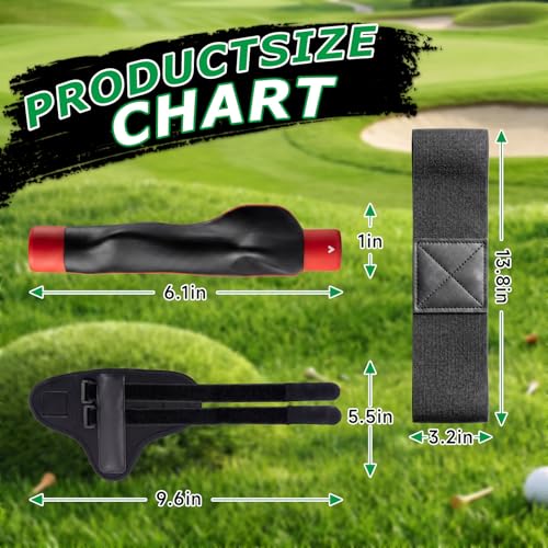 Hoteam 3-in-1 Golf Training Aid Set, Golf Wrist Strap, Swing Arm Band Correction & Grip Trainer, Swing Training Equipment, Improve Muscle Memory and Posture for Beginner Golfer Practice Tool
