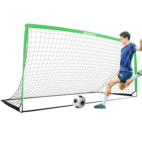 BOHEN 11x5.5 FT/9x5 FT/6x4 FT Portable Metal Soccer Goal for Backyard with Carry Bag - Fun for Outdoor Indoor Training Games for Kids and Adult, Easy Storage - color: Green
