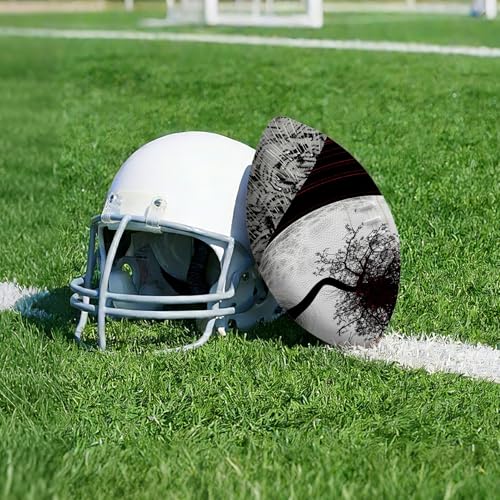 American Football, Official Size 11.9 x 7.3 Inch, Premium Composite Leather High-Grip Ball with Pro-Style Lacing, Unique Prints for Training, Games & Gifts - color: Full Moon Tree