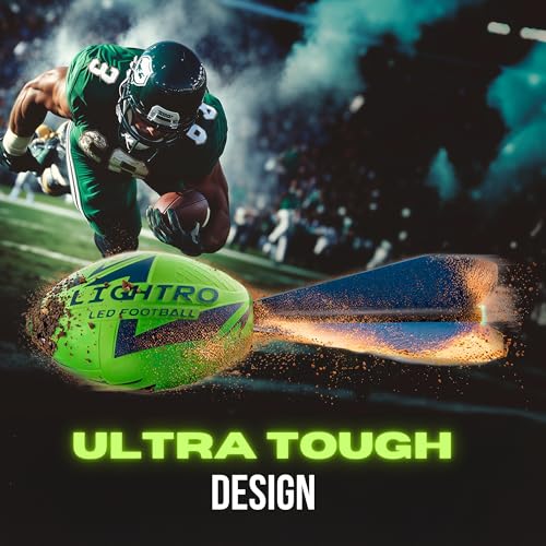 LIGHTRO - Foam Glow in the Dark Football - Super Bright - Smart LEDs - Batteries Included - Football Game for Kids 8 9 10 11 12 - A Perfect Birthday and Summer Gift