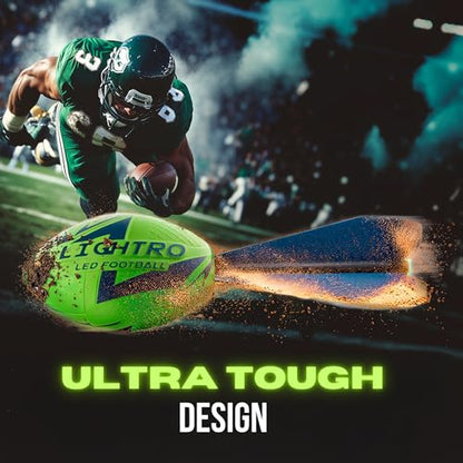 LIGHTRO - Foam Glow in the Dark Football - Super Bright - Smart LEDs - Batteries Included - Football Game for Kids 8 9 10 11 12 - A Perfect Birthday and Summer Gift