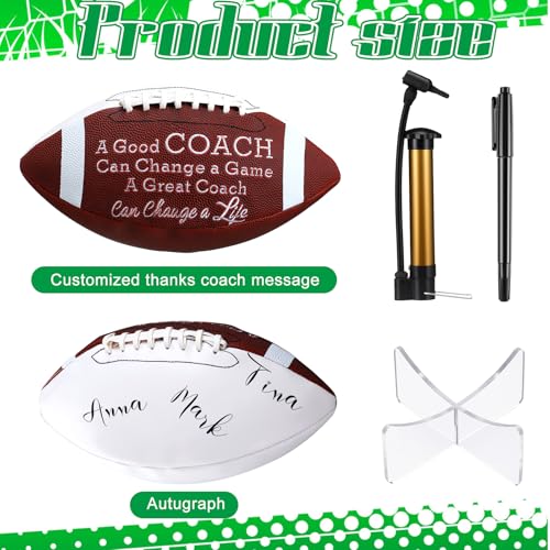 4 Pcs Autograph Football Soccer Gift Blank Signature Official Size Footballs Gifts with Acrylic Stand and Signature Pen Pump Two Tone Panels for Coach Gifts Anniversary Birthday - style: Football