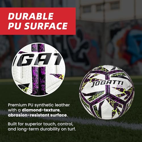 Apex Hybrid Futsal Ball – Professional Match Quality Indoor Soccer Ball Size 4 - Textured PU Surface for Enhanced Grip & Control, Butyl Bladder, Multi-Layered Backing & 12 Embossed Panels.