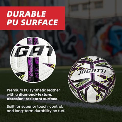 Apex Hybrid Futsal Ball – Professional Match Quality Indoor Soccer Ball Size 4 - Textured PU Surface for Enhanced Grip & Control, Butyl Bladder, Multi-Layered Backing & 12 Embossed Panels.