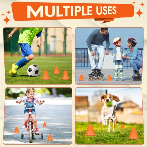 Syhood 240 Pcs 3'' Mini Agility Cones for Kids Soccer Cones for Training Construction Basketball Practice Equipment Plastic Field Marker Cone for Roller Skating Outdoor Indoor Sports Activity