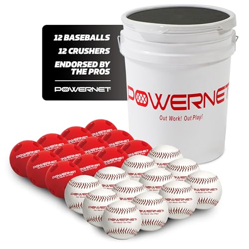 PowerNet Crushers & Weighted Balls, Softball Baseball Hitting Trainer for Improved Speed, Power & Coordination, Batting Practice Baseballs 24 Balls - style: Crushers & Baseballs
