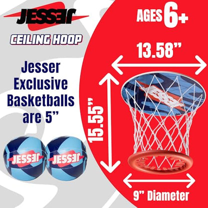 Jesser Basketball Hoop with Balls | Fun Indoor Game for All Ages 6+, Gift for Kids, Children, Teens & Families, Bedroom & Playroom | Toy for Boys & Girls (Ceiling Hoop or Over The Door) - size: Ceiling Hoop