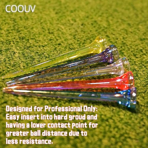 Golf Tees 2.68’’ 2.83’’ 10/20/30 Count Crystal Plastic Golf Tees Reduced Friction & Side Spin Professional Unbreakable TEES - color: 10 PCS Mixed Colors, size: 2.83"