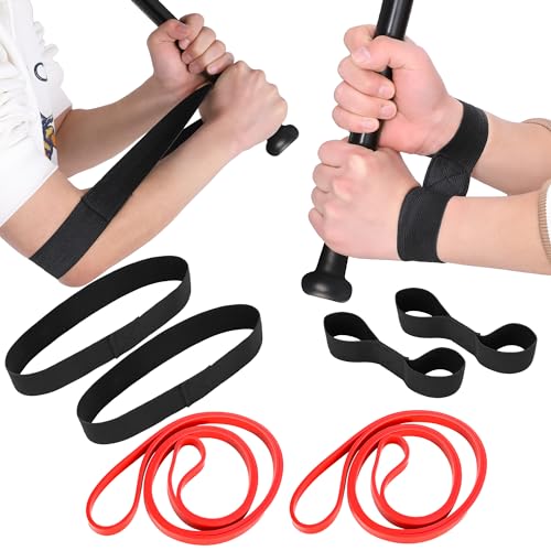 codree Baseball Swing Trainer Bands- Elastic Baseball Softball Hitting Resistance Bands- Baseball Batting Training Aids Equipments for Athletes Improve Batting, Arm Strength - color: 2 Sets
