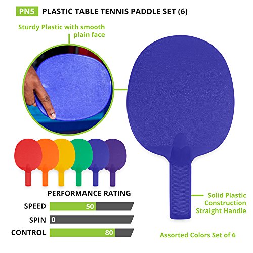Champion Sports PN5 All-Plastic Table Tennis Racket, Assorted