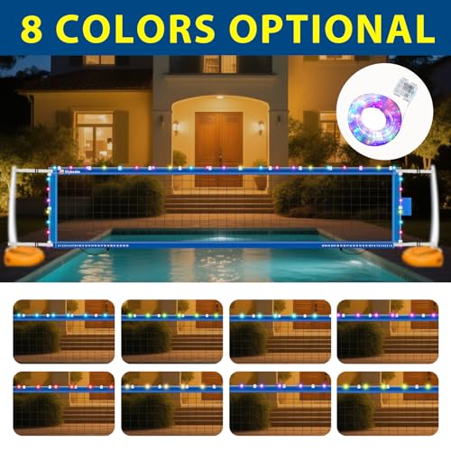 Reinforced Anti-UV Replacement Pool Volleyball Net Only with Scoring Clamps, 15 ft Net - Easy Set Up and Long Lasting - style: pool volleyball net with led