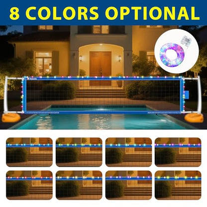Reinforced Anti-UV Replacement Pool Volleyball Net Only with Scoring Clamps, 15 ft Net - Easy Set Up and Long Lasting - style: pool volleyball net with led