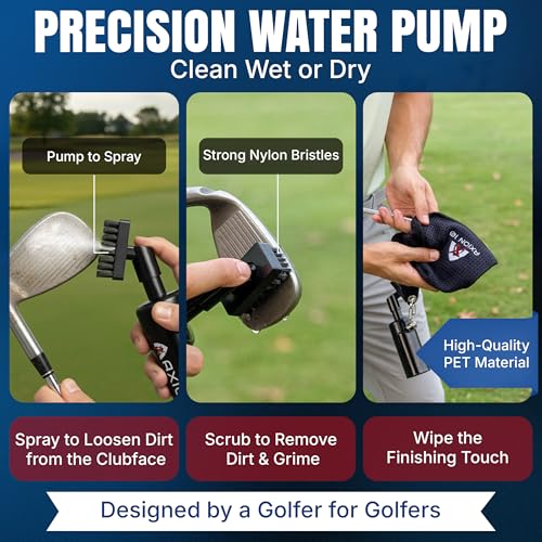 Magnetic Golf Club Brush with Water & Towel – Premium Leak-Proof Golf Brush and Groove Cleaner, Nylon Bristle, Strong Magnetic Clip – Golf Club Cleaner for Irons, Wedges, Balls and Shoes