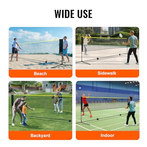 VEVOR Badminton Net, Height Adjustable Volleyball Net, Wide Foldable Pickleball Net, Portable Easy Setup Tennis Net Set with Poles, Stand and Carry Bag, for Kids Backyard Game Indoor Outdoor Use - size: 20 ft