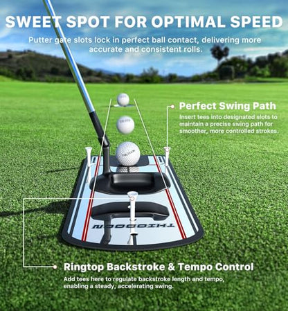THIODOON Golf Putting Mirror - 3mm Ultra-Thin Alignment Putting Training Aid for Correcting Eye & Shoulder Position | Anti-Scratch Acrylic Surface with Portable Carry Bag for Home & Green Practice