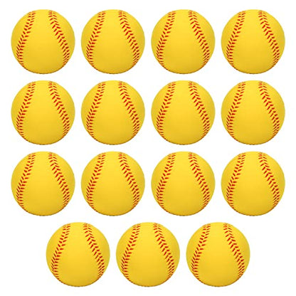 Foam Baseballs, 9 Inch Soft Baseballs Training Pitch Stress Ball with Drawstring Bag - color: Yellow