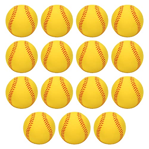 Foam Baseballs, 9 Inch Soft Baseballs Training Pitch Stress Ball with Drawstring Bag - color: Yellow
