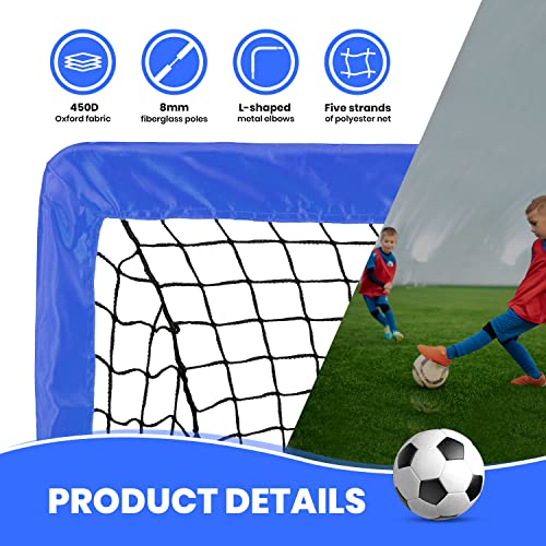 YSSOA 2 Set 4'x3' Portable Soccer Goals for Backyard Pop Up Folding Soccer Net with Carry Bag, Perfect for Youth, Adult, Games or Practice