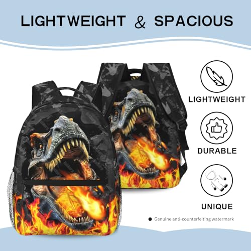 Dinosaur Backpack for Boys School Backpack for Kids Dinosaur Print Boys Backpacks Lightweight Waterproof Adjustable Kids Backpacks Students Bookbag for Children Teens Ages 6-18 - color: Dinosaur