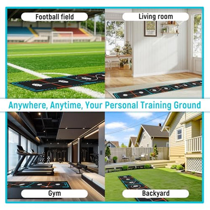 Soccer Training Mat with Integrated Ladder & Cones | 4-in-1 Football Footwork Agility Trainer for Team Practice | Non-Slip Speed & Ball Control Exercise Mat