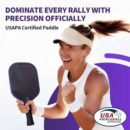 ANXSPIN Carbon Fiber Pickleball Paddles Set of 2,T700 Carbon Fiber Pickleball Paddle for Adults and Teenagers,Includes 4 Balls, 1 Bag, and 2 Grip