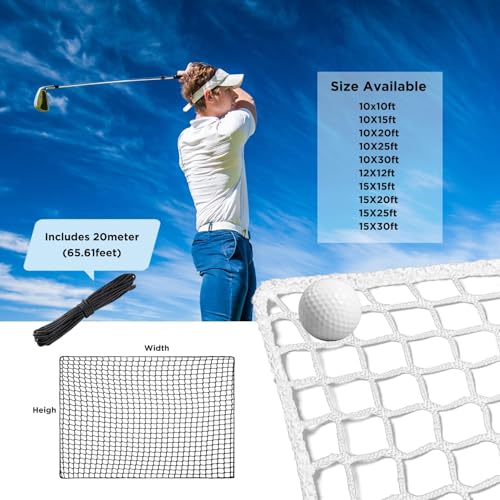 Practice Golf Nets - Ideal for Golf, Hockey, Baseball - Sports Netting, Impact Equipment - Perfect for Backyard Driving, Chipping, Hitting, Pitching Simulators - size: 15x20 Feet, style: White