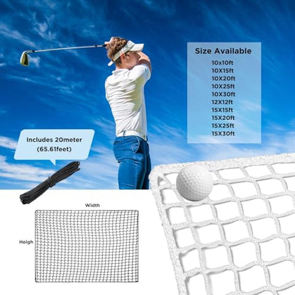 Practice Golf Nets - Ideal for Golf, Hockey, Baseball - Sports Netting, Impact Equipment - Perfect for Backyard Driving, Chipping, Hitting, Pitching Simulators - size: 15x20 Feet, style: White