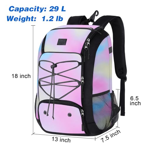 MATEIN Baseball Backpack, Softball Bat Bag with Shoes Compartment for Youth, Boys and Adult, Lightweight Baseball Bag with Fence Hook Hold TBall Bat, Batting Mitten, Helmet, Caps, Teeball Gear - color: Tie Dye, size: 29L