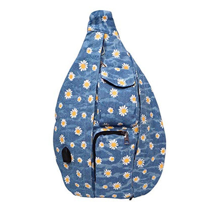 Nupouch Rucksack Pickleball Bag, Anti-Theft Crossbody Sling, USB Charging Connector Port, Backpack, Light Blue Daisy - color: Light Blue Daisy