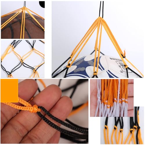 4 Pack Basketball Bag Drawstring Single Ball Net Mesh Storage Organizer Carrier Carrying Hanging Bags with Air Pump Inflation Needle For Soccer Balls Football Volleyball Basket Ball Sports