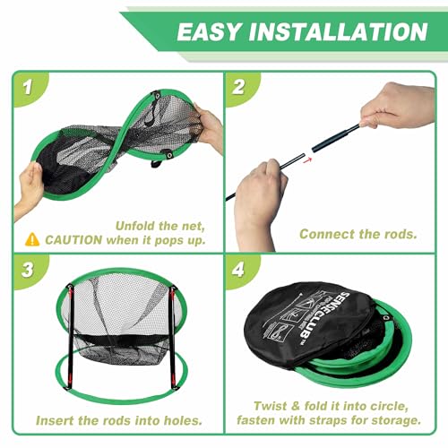 SENSECLUB Foldable Chipping Net & Floating Green, Indoor Golf Practice Chipping Target, Backyard Golf Game & Gifts - style: Round Net +Mat +Balls
