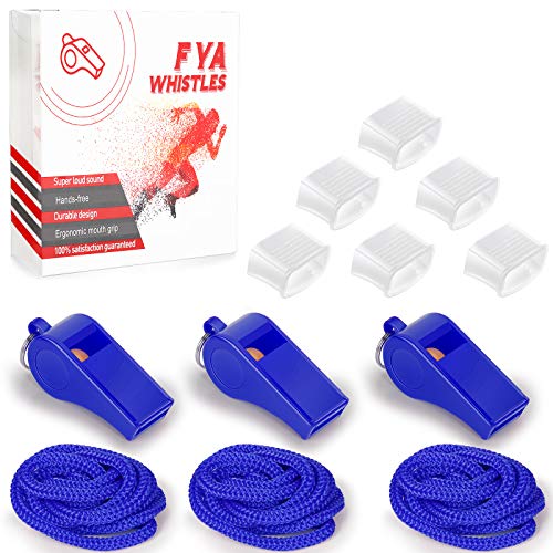 Fya Whistle with Lanyard and Mouth Grip, Super Loud Sports Whistles, Perfect for Coaches, Referees, Emergency, Lifeguard, Survival, Outdoor - color: Blue