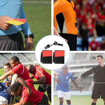 Soccer Referee Kit,1 Soccer Referee Whistle with Lanyard & 2 Soccer Referee Card Set,Red and Yellow Cards for Soccer and Loud Crisp Sound Whistle for Coaches Referee Training Lifeguard Whistles