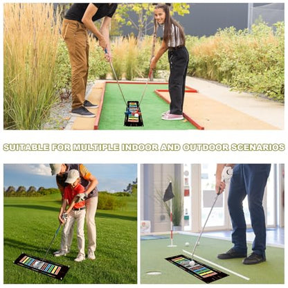 Silipull Golf Putting Mats Practice Indoor 30 x 8.27 Inch Golf Putting Practice Training Aid Alignment Track Green Mat Exercise Putter Training Supplies - color: Multicolor