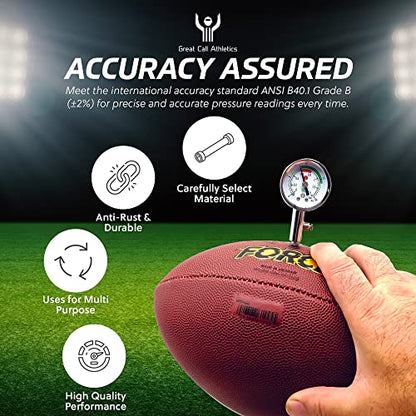 Great Call Athletics | Pro Digital Ball Pressure Gauge | 2 Pack | Air Barometer Tool Basketball Football Volleyball Soccer